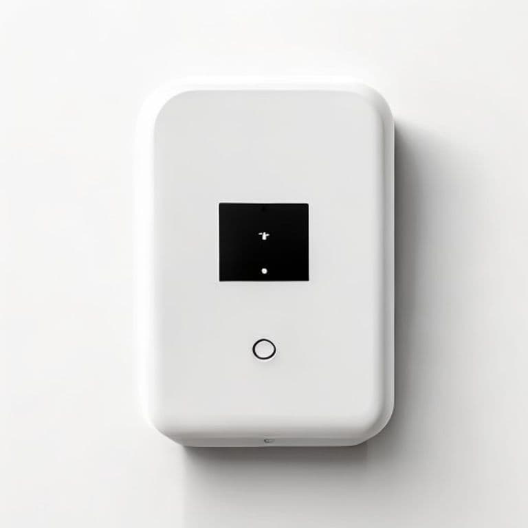 Rectangular white ClimateSense Lite smart thermostat on a wall